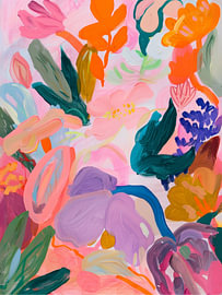Floral Print, Colourful Abstract Flower Print, Botanical Art by Bella studio