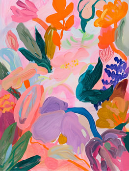 Blumenmuster, farbenfrohes abstraktes Blumenmuster, botanische Kunst