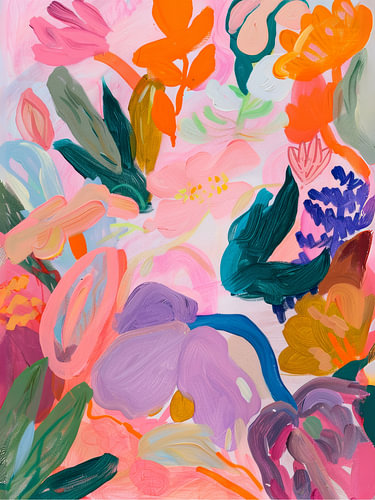 Floral Print, Colourful Abstract Flower Print, Botanical Art