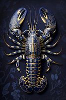 Lobster Luxe - Chic lobster in dark blue with gold Delft Blue style
