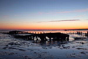 Sonnenaufgang am Wattenmeer in den Niederlanden