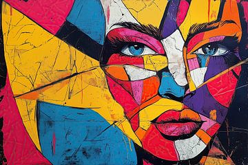 Pop art vrouwengezicht - Portret met een krachtige blik van Mel Digital Art