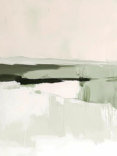 Minimalist Abstract Green White Painting