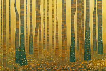 Een Bamboo Bos in de Stijl van Gustav Klimt van Whale & Sons.