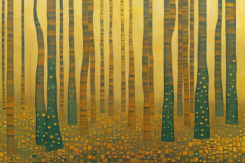 A Bamboo Forest in the Style of Gustav Klimt