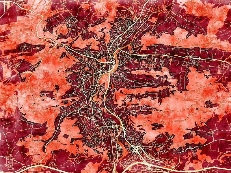 Carte de Jena avec le style 'Amber Autumn' par Maporia
