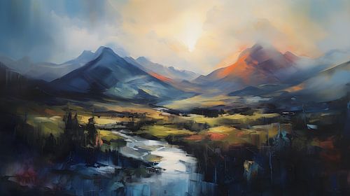 Berglandschap olieverf