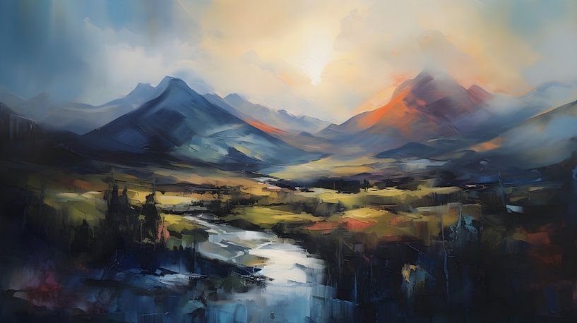 Mountain landscape oil painting by Jan Bechtum