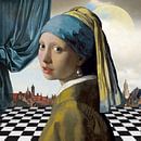 Meisje met de Parel - Gezicht op Delft Editie van Marja van den Hurk thumbnail