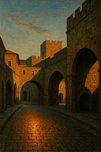 Rhodos im Abendlicht - Mittelalterliche Straßen im Lichterglanz