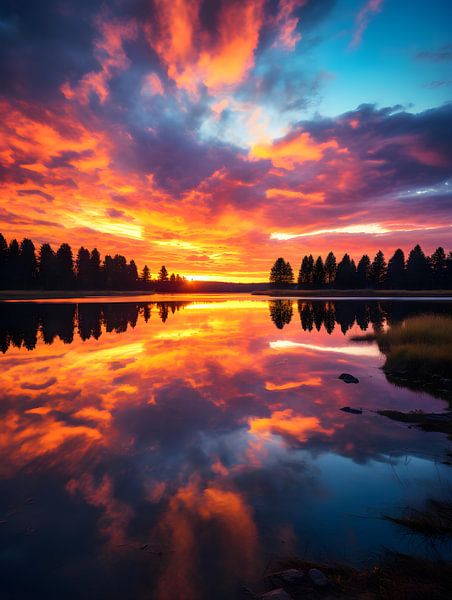 Farbenspiel am See bei Sonnenuntergang von drdigitaldesign