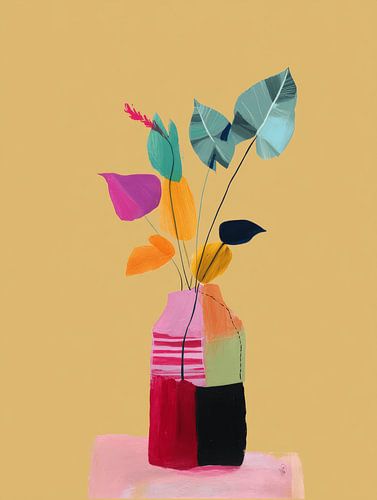 Kleurrijke vaas met bloemen