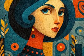 Abstrakte Frau | Frau mit blauem Haar