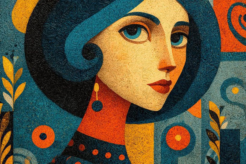 Abstrakte Frau | Frau mit blauem Haar von Kunst Laune