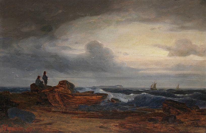 Sea coast - fishermen and boats on the Baltic Sea, Karl Hagemeister by Masterful Masters
