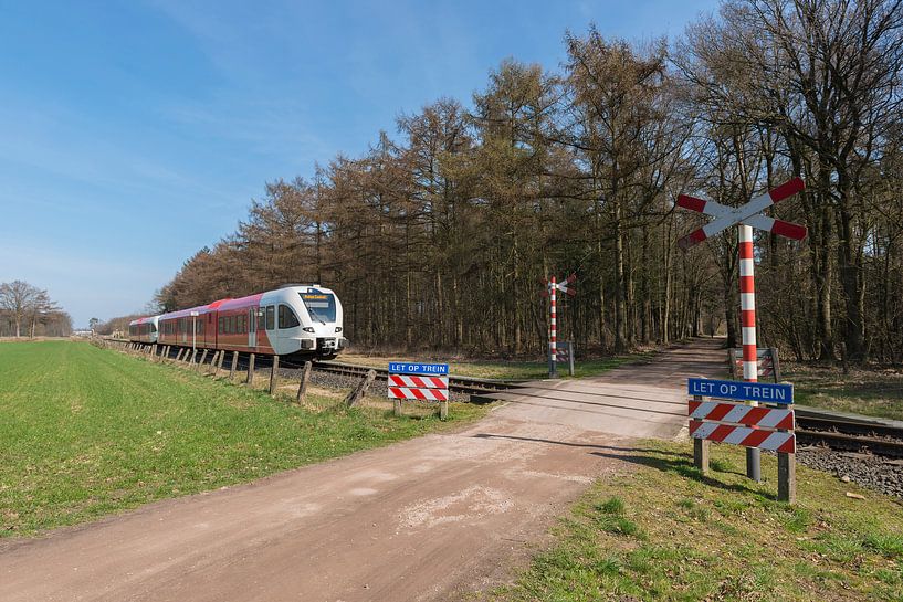 Onbewaakte spoorwegovergang in het oosten van Nederland van Tonko Oosterink