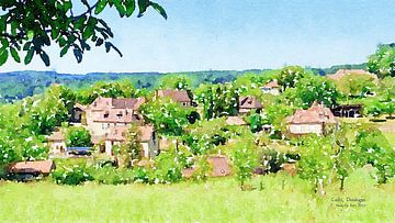 Het dorp Calès in Dordogne, Frankrijk. van HEDYS ART