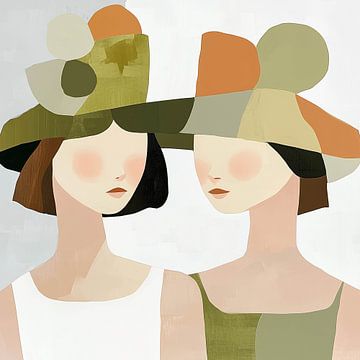 Elegantie in eenvoud: twee vrouwen met hoeden van Color Square