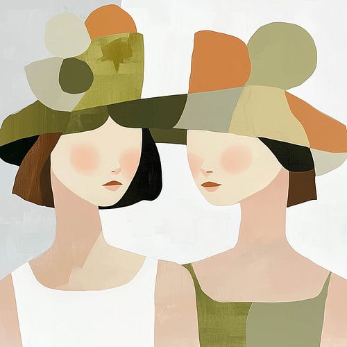 L'élégance dans la simplicité : deux femmes avec des chapeaux