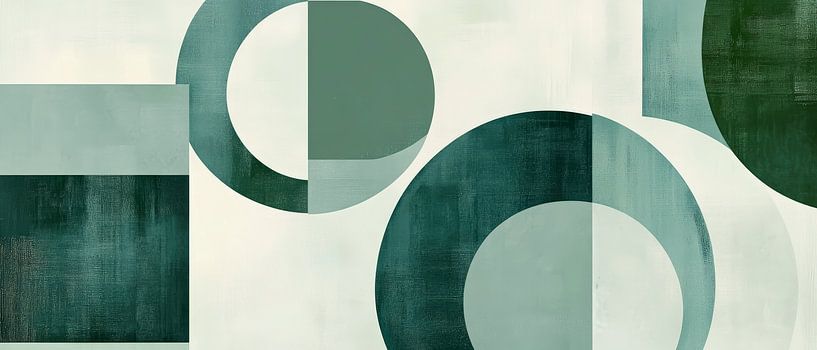 Geometrische vormen in groene tinten - Modern van Poster Art Shop