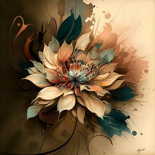 Bloem op beige achtergrond van Harvey Hicks