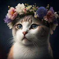 Die Schönheit der Katze: Eingehüllt in eine Girlande aus Blumen