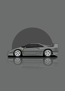 Kunst 1989 ferrari f40 grijs