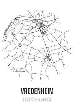Vredenheim (Drenthe) | Carte | Noir et blanc sur Rezona