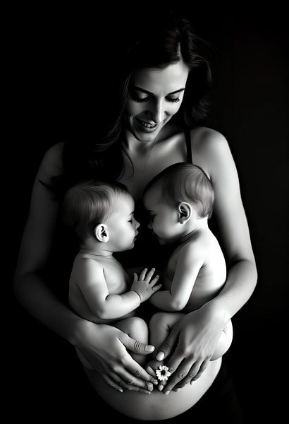 Mutter mit Baby schwarz und weiß von Egon Zitter