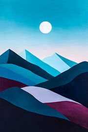 Paysage de montagne au clair de lune - Harmonie des couleurs sur Poster Art Shop