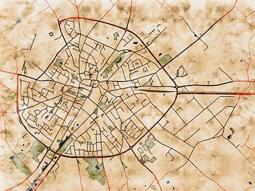 Map of Poperinge with the style 'Serene Summer' by Maporia