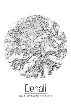 Denali | Landkarte Topografie (Minimal) von ViaMapia