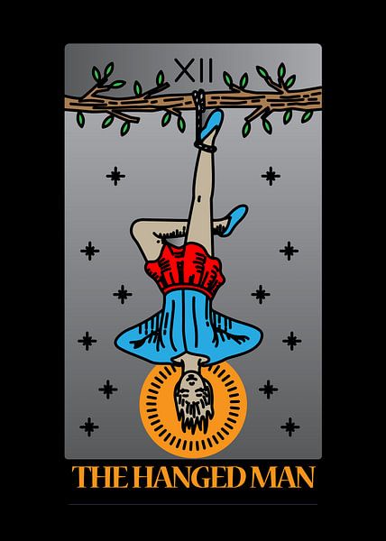 The Hanged Man Tarot Card XII Spiritual Wall Decoration Art Print by Millennial Prints