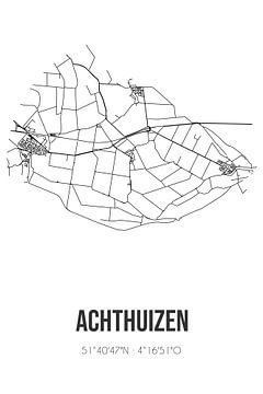 Achthuizen (Südholland) | Landkarte | Schwarz und weiß von Rezona