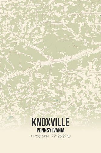 Vintage landkaart van Knoxville (Pennsylvania), USA.