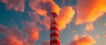 Rokende schoorsteen bij zonsondergang van Poster Art Shop