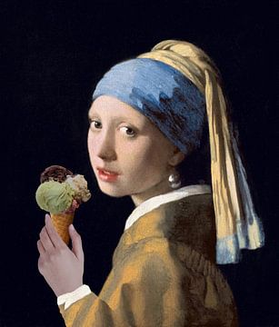 Meisje met de parel - Ice cream edition. van Gisela - Art for you