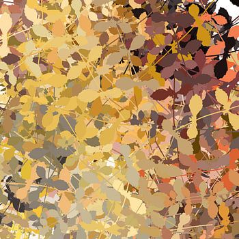 Moderne abstracte botanische kunst in warme retro kleuren. Bladeren.