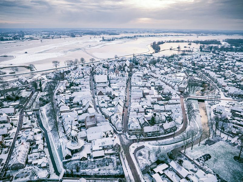 Hattem aerial view during a cold winter morning by Sjoerd van der Wal Photography
