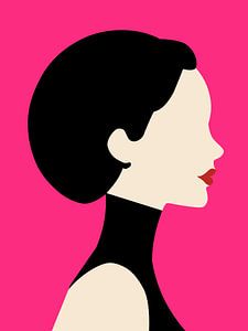 Portrait de femme en rose vif