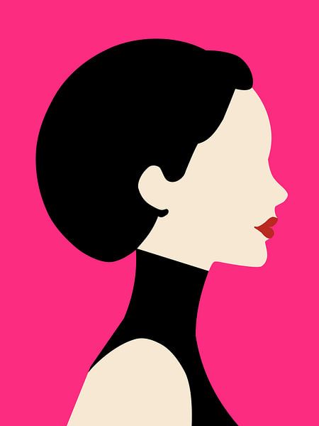 Vrouwen portret in fel roze van Hilde Remerie Photography and digital art