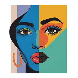 Abstract portrait of a woman with clear areas of colour