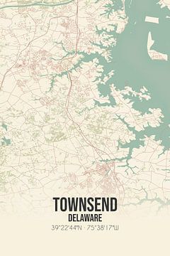 Alte Karte von Townsend (Delaware), USA. von Rezona