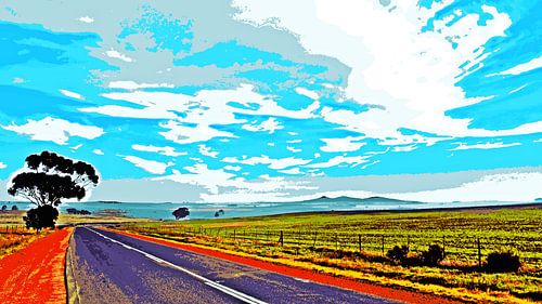 une route de campagne dans le Cap-Occidental mixed media