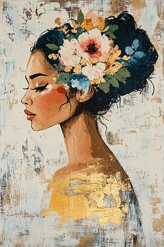 Elegante vrouw met bloemen