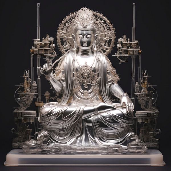 bouddha d'argent par Virgil Quinn - Decorative Arts