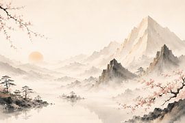 Sakura Serenity Bergsee von MARTINA KUSUMA DEWI