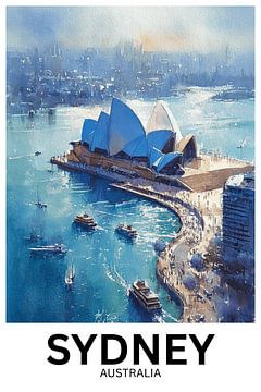 Harbor Symphony - Aquarelle de l'Opéra de Sydney sur Jaladri Atelier