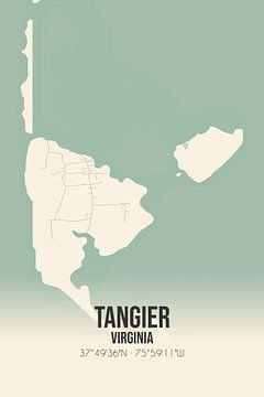Vintage landkaart van Tangier (Virginia), USA. van MijnStadsPoster