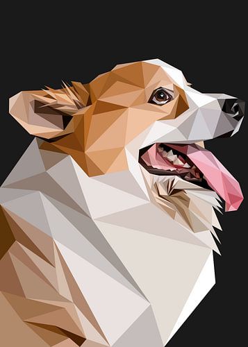 Abstracte Lage Poly Pembroke Welsh Corgi Hond